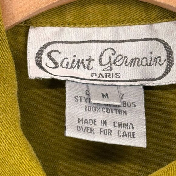 Saint Germain Paris women's size Medium chartreuse Studded  denim Jean Jacket - Picture 3 of 10